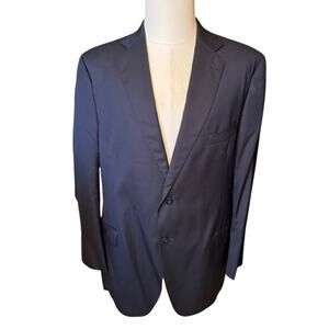 J Hilburn 47R Sport Coat 100% Wool Navy Blue Two Button Double Vented Blazer